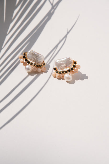 Rectangle Keshi Pearl Earrings