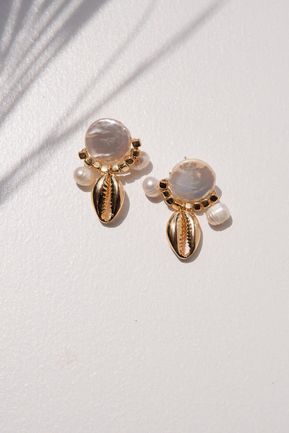 Unique Gold Seashell Earrings