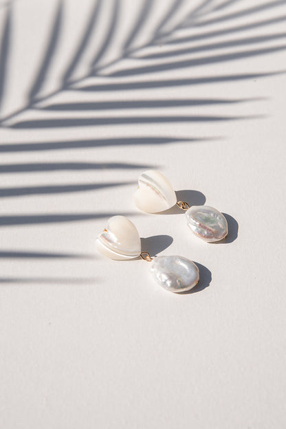 Pearl Heart Earrings