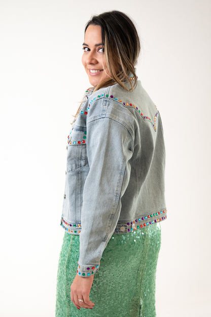 Denim Rhinestone Jacket